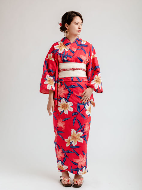 Red Lilies Yukata | Japan Objects Store